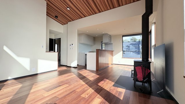 西軽井沢 追分エリア 山々を望む新築戸建の居間・リビング