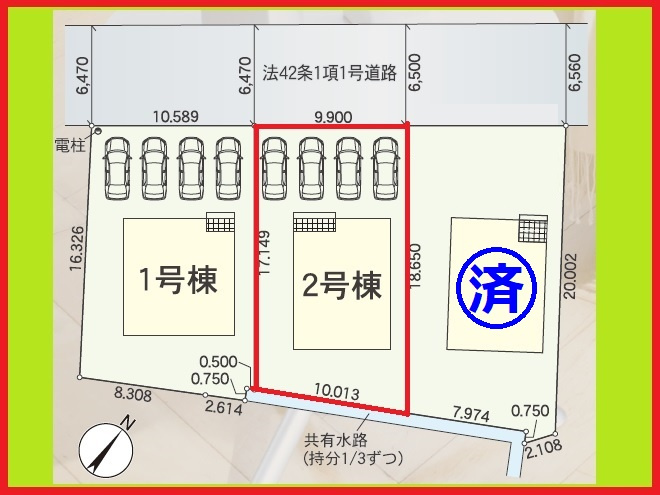 海部郡大治町大字八ツ屋字裏畑の新築一戸建の区画図|◇２号棟◇