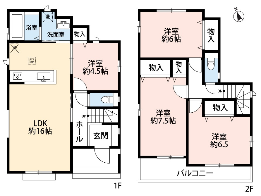 小牧市安田町　新築戸建　B号棟の間取り|全居室洋室