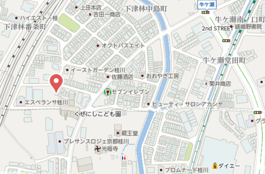 京都市西京区下津林南中島町　中古戸建の地図