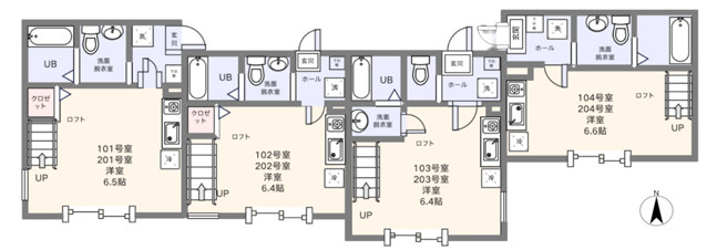 横浜市南区山谷の一棟アパートの間取り