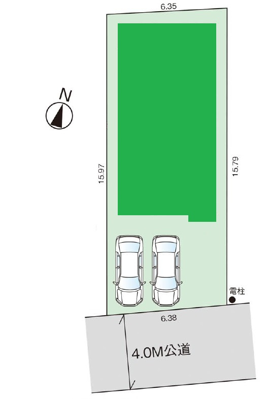 新築一戸建て 川越市砂新田の区画図|カースペース２台分(車種によります)