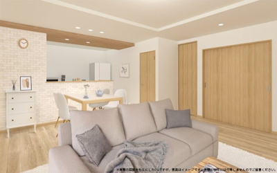 【完成予想図】 | 【LDK イメージパース】
※画像は設計図面を基に作成したイメージです。