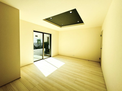 【居間・リビング】 | 松戸市高塚新田新築戸建（高塚新田第２） | 20帖リビングダイニングキッチン・折り上げ天井