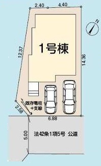新築一戸建て 川越市扇河岸の区画図|カースペース２台分(車種によります)