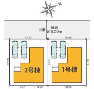 八王子市　諏訪町　新築一戸建て　１期の区画図|～北西5ｍ道路に面している整形地～