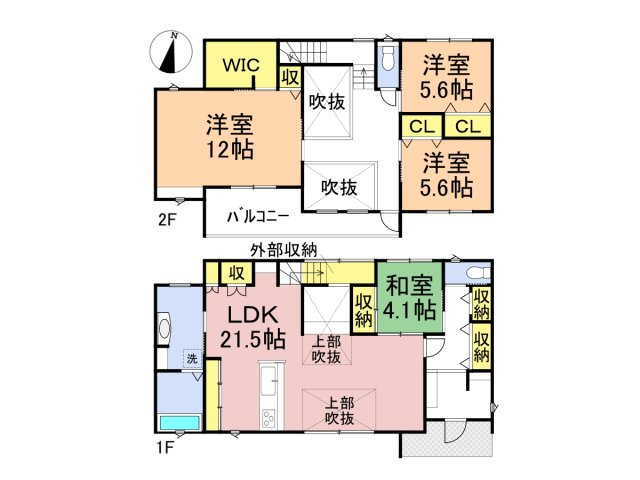 中古戸建　大垣市新開町　令和元年築の間取り