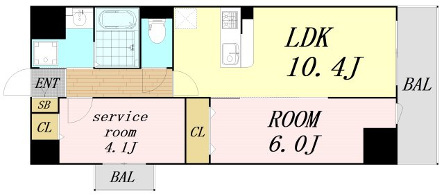 アーバンパーク新大阪　仲介手数料無料の間取り