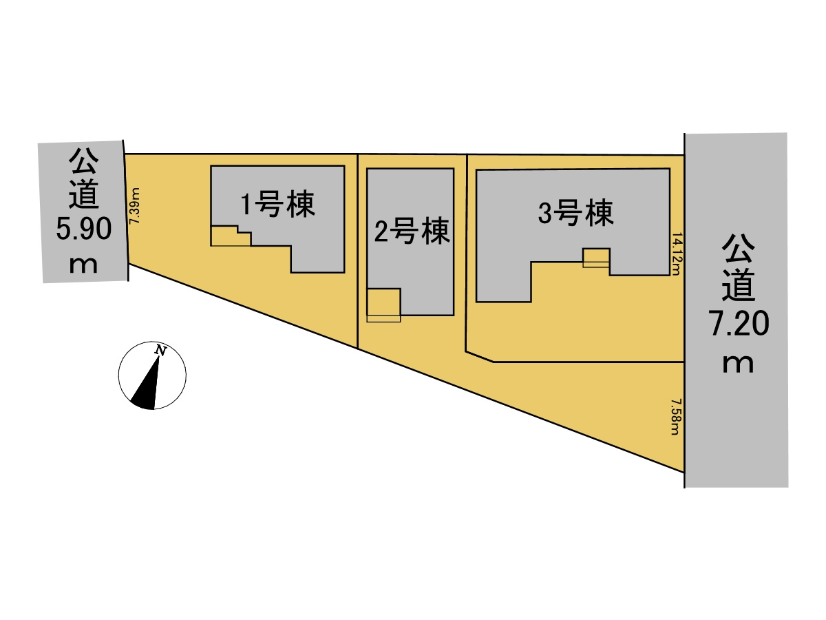 リーブルガーデン　各務原市川島緑町３丁目　全３区画分譲の区画図|■区画図
■YAMADA電機の　ヤマダ不動産　株式会社リライフ　
いつでもお問合わせ下さい。
