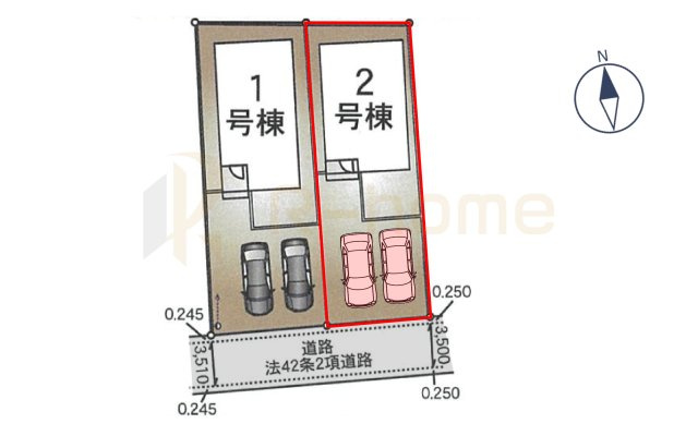 常総市新石下第8　新築戸建て　2号棟の区画図|大きなお買い物だからこそ、メリット・デメリットを伝えさせて頂きます。
R-homeにお任せください♪