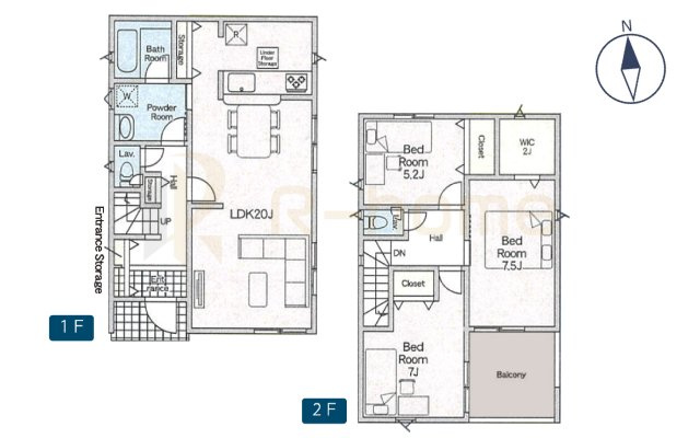 常総市新石下第8　新築戸建て　2号棟の間取り|3LDK＋WIC、土地面積150.84m2、建物面積95.98m2