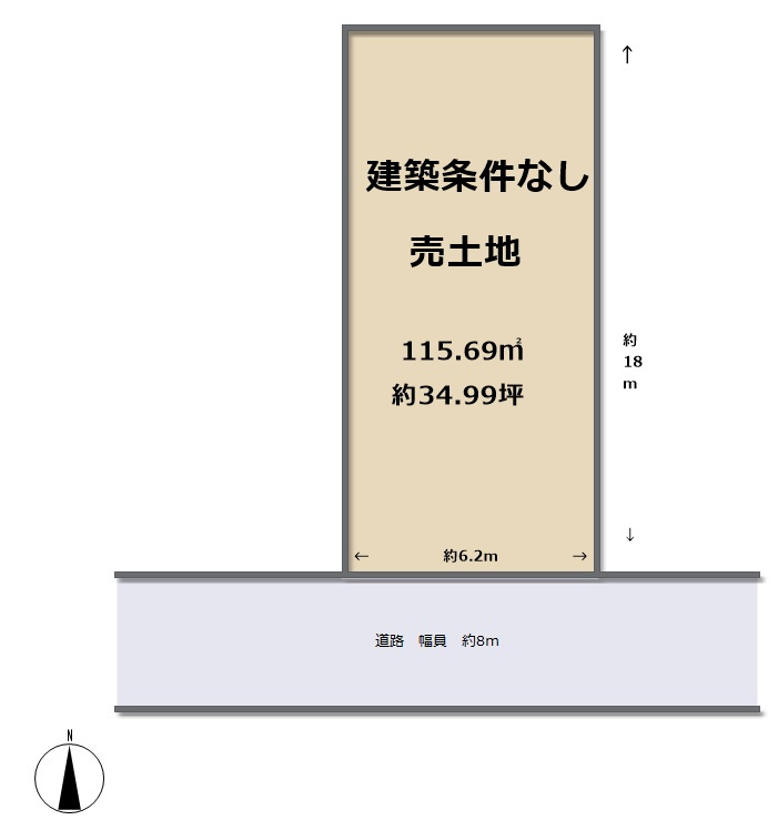三園町　建築条件なし　売土地　