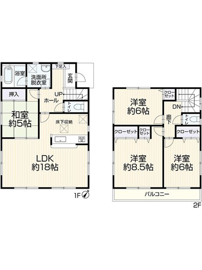 【間取り】 | 筑紫野市岡田3丁目　戸建て | 2012年築、太陽光発電付きオール電化◆土地63坪庭付き4LDK【駐車3台可】