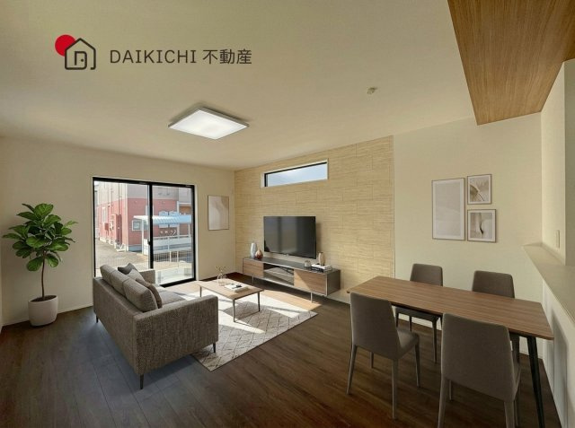 【居間・リビング】 | 行田市矢場　GRAFARE PREMIER　新築戸建　全2棟　2号棟 | ※CGで加工しています。※家具付き販売ではございません。