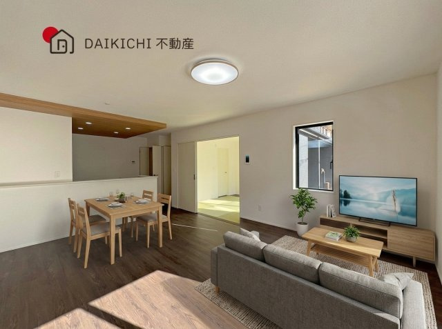 【居間・リビング】 | 行田市矢場　GRAFARE PREMIER　新築戸建　全2棟　2号棟 | ※CGで加工しています。※家具付き販売ではございません。