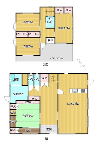 串間市大字南方　2階建て住宅の間取り