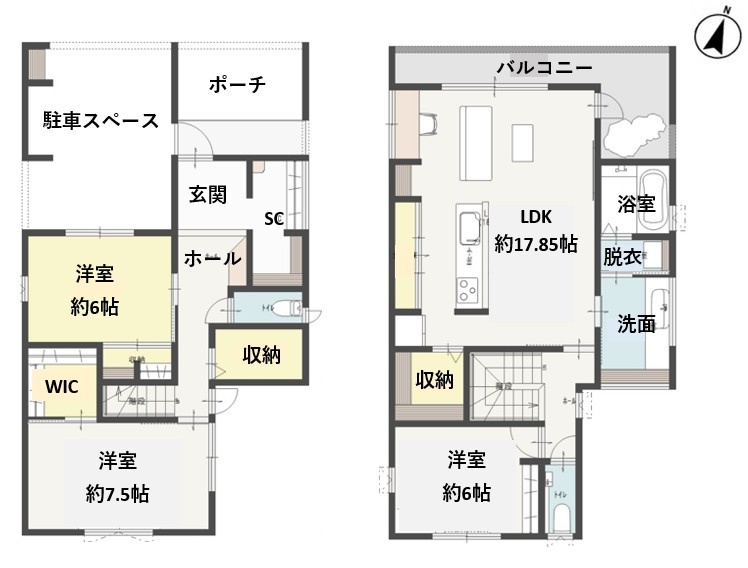 中央区下所島1丁目　新築戸建　1号棟の間取り
