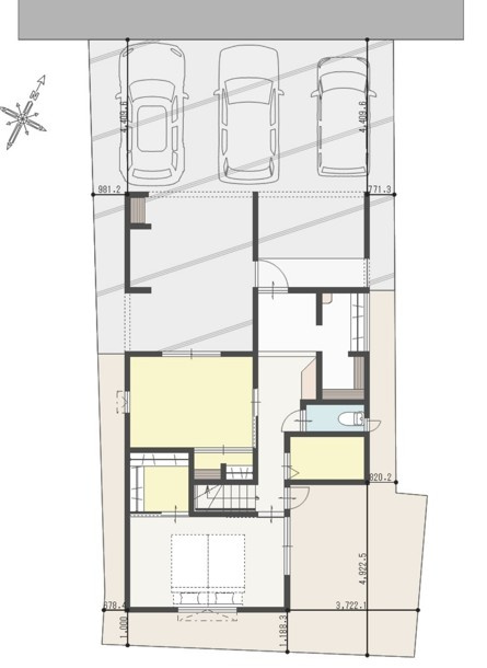 中央区下所島1丁目　新築戸建　1号棟の区画図