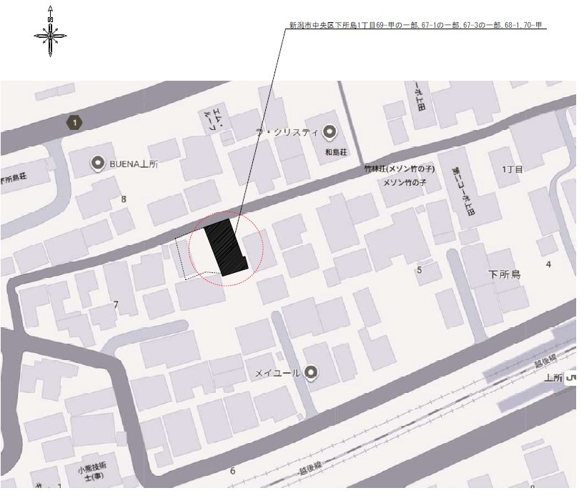 中央区下所島1丁目　新築戸建　1号棟の地図