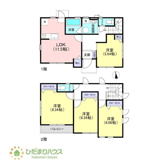 【間取り】 | つくば市谷田部　中古戸建 | バルコニーに面していて、たっぷり光りの入る明るい主寝室です！