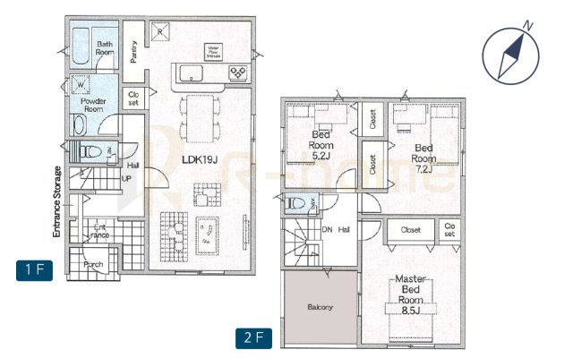 守谷市御所ケ丘第4　新築戸建て　1号棟の間取り|3LDK＋パントリー、土地面積143.69m2、建物面積98.81m2