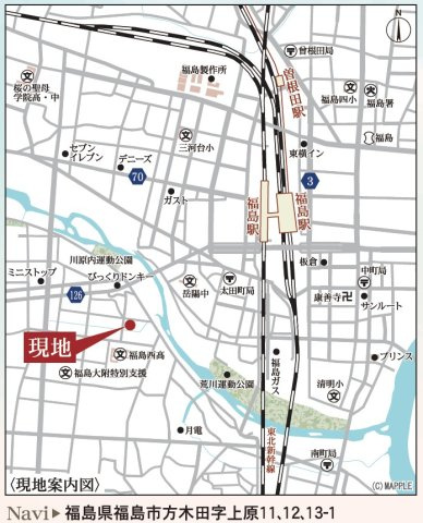 新築戸建・新築建売　福島市方木田字上原【長期優良住宅】吉井田小・福島一中の地図