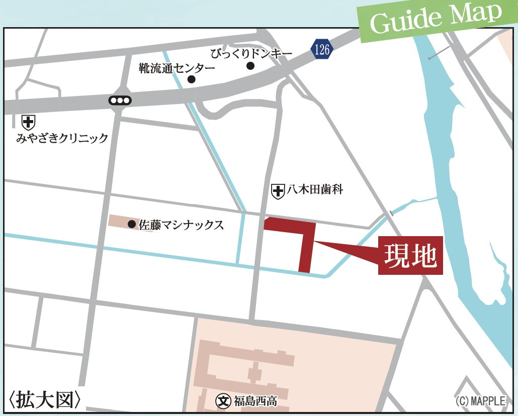 新築戸建・新築建売　福島市方木田字上原【長期優良住宅】吉井田小・福島一中の地図