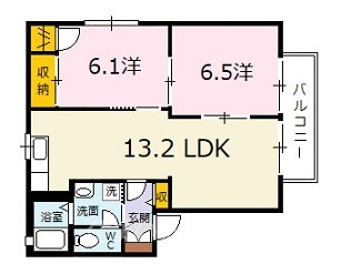 広島市安佐北区落合南３丁目のアパートの間取り