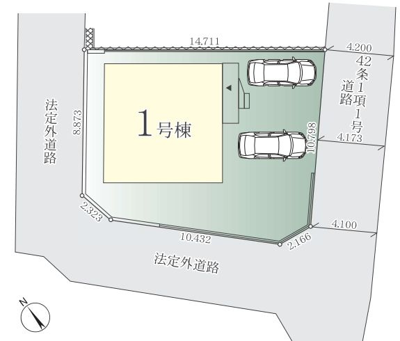 伊勢原市桜台5丁目新築戸建て　4期1号棟の区画図|区画図「伊勢原市桜台5丁目新築戸建て　1号棟」