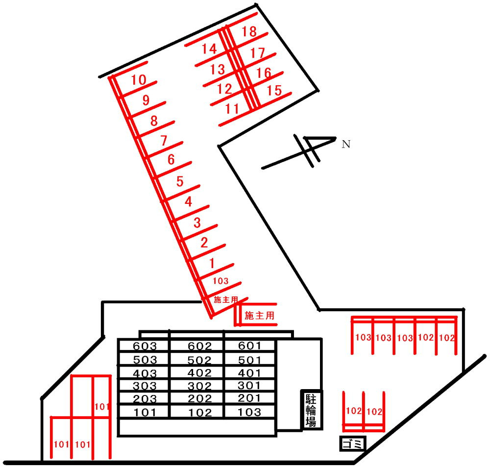 ＳＫＹ　ＭＡＮＳＩＯＮの区画図|駐車場