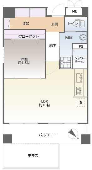 【間取り】 | サンライフ六本松 | リフォーム済みで気持ちよく新生活を始められます。充実した収納が魅力の1LDKです