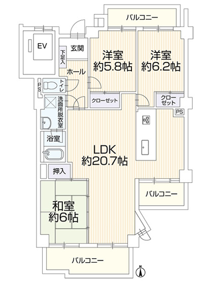 【間取り】 | 三旺マンション藤森 中古マンション | 効率的かつ暮らしのことをしっかり考えた間取りです
