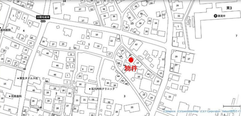 【中古】桐生市東５丁目　５Kの地図