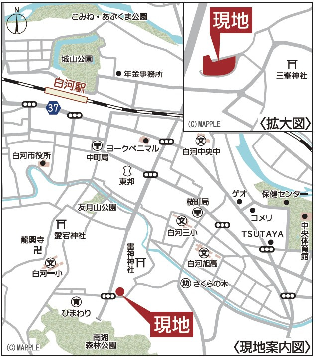 新築戸建・新築建売　白河市蛇石第1　第一小・中央中の地図