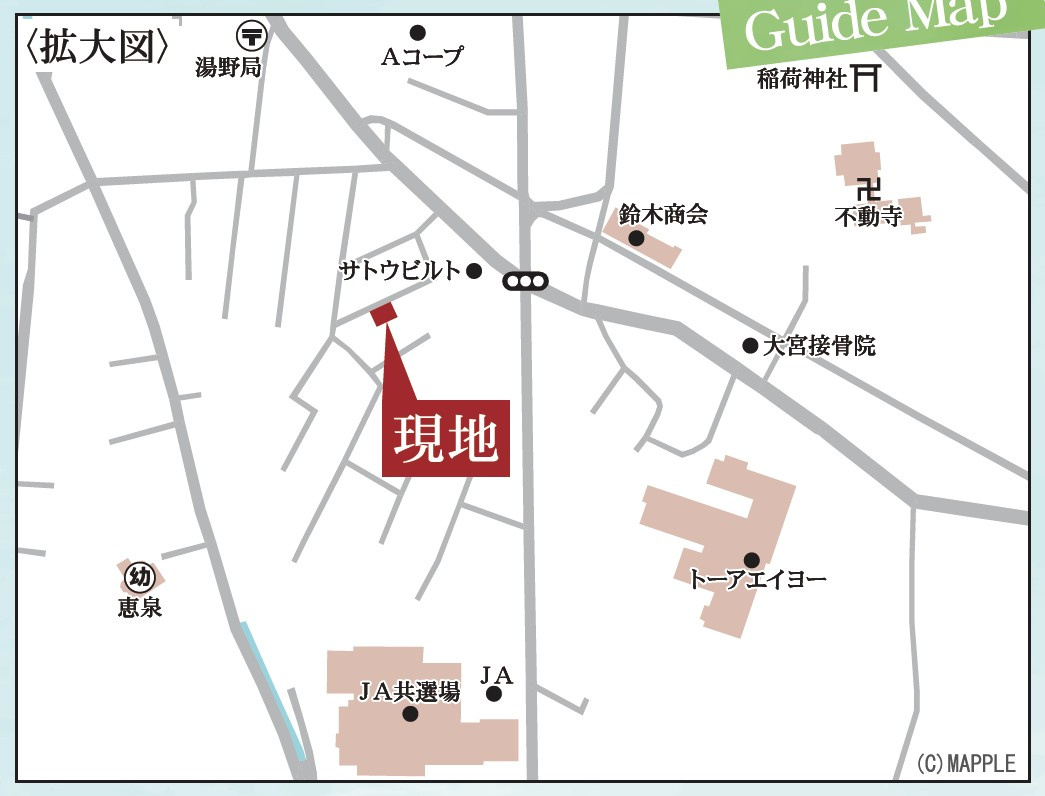 新築戸建・新築建売　飯坂町湯野字毛字【長期優良住宅】湯野小・西根中の地図