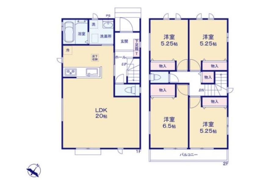 守谷市薬師台7丁目　新築戸建　A号棟の区画図