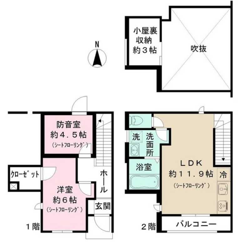 MOCXSTYLE下北沢　新築　楽器相談　テラスハウスの間取り