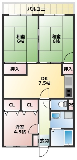 第二シャルマン四條畷の間取り