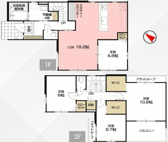 守谷市松ケ丘5期　新築戸建　1号棟の間取り