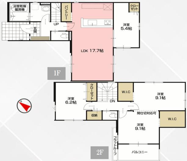 守谷市松ケ丘5期　新築戸建　2号棟の間取り