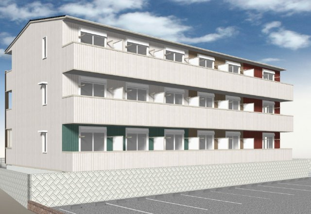 熊本市中央区黒髪３丁目のアパートの外観パース