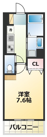 熊本市中央区黒髪３丁目のアパートの間取り