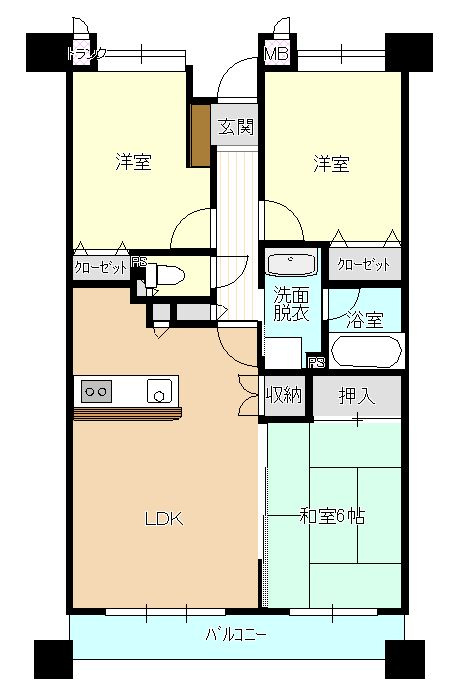 郡山市開成２丁目　サンデュエル開成山公園の間取り|間取りです