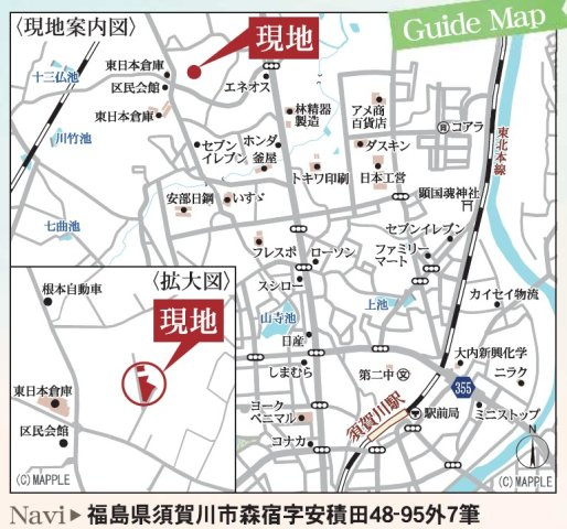 新築戸建・新築建売　須賀川市森宿字安積田【長期優良住宅】西袋一小・西袋中の地図