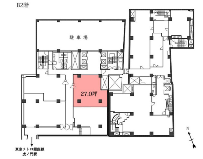 【間取り】 | 虎ノ門駅1分 新虎ノ門実業会館 B2階 27坪