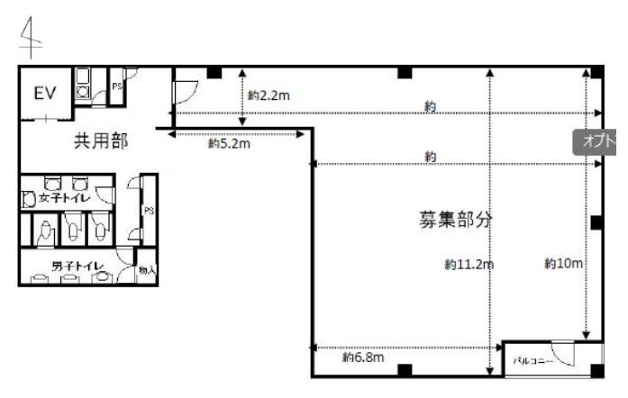 大津市粟津町の事務所の区画図