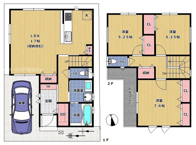 【間取り】 | 八尾市明美町2丁目 | 【全洋室3LDK＋駐車スペース】食洗機・浴室乾燥機完備☆※ミラブルシャワープレゼント♪シューズインクローゼット完備等、収納充実です♪
