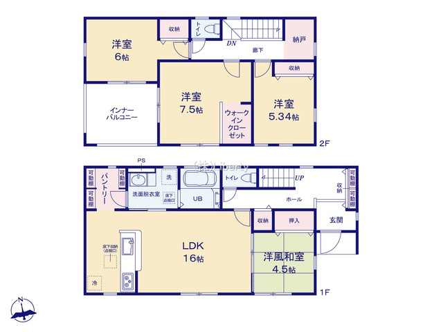 小美玉市上玉里第2　新築戸建　1号棟の間取り