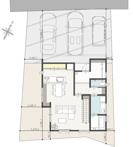 中央区下所島1丁目　新築戸建　2号棟の区画図