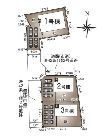熊本市南区富合町大町第4-3棟（1号棟）の区画図|配置図（1号棟）
